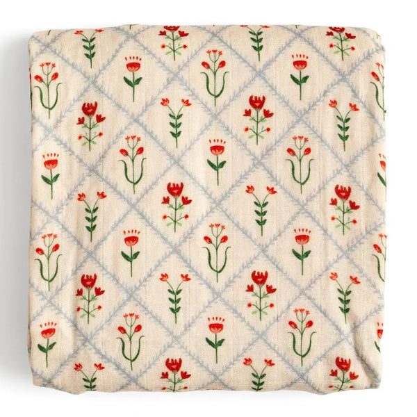Folk Floral Muslin Swaddle