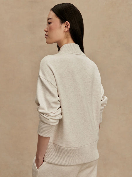 Sally Half Zip Sweat: Ivory Marl