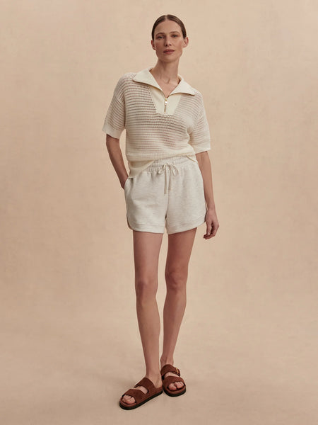 Nali Half Zip Knit Top: Egret