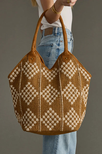 Brown + Cream Diamond Tote