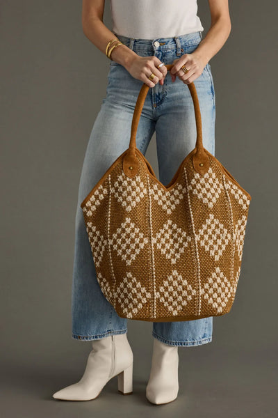 Brown + Cream Diamond Tote