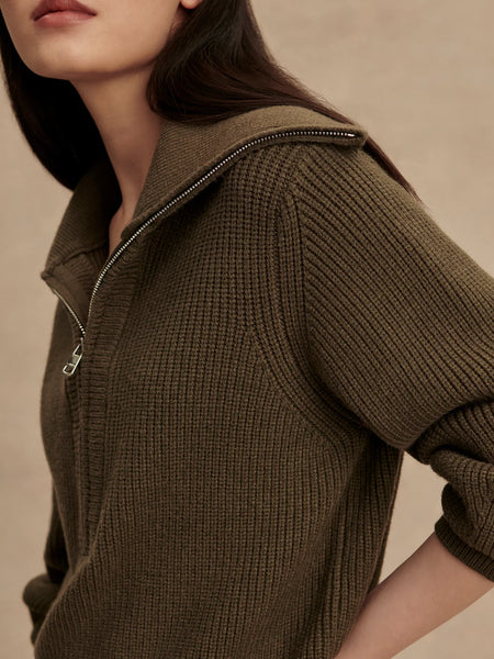 Maura Half Zip Rib Knit