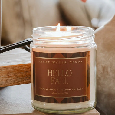 Hello Fall Plaid Candle