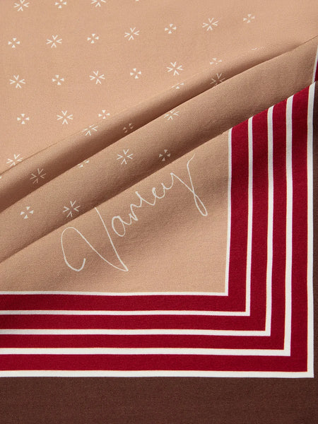 Silk Signature Scarf: Taupe/Rumba Rose