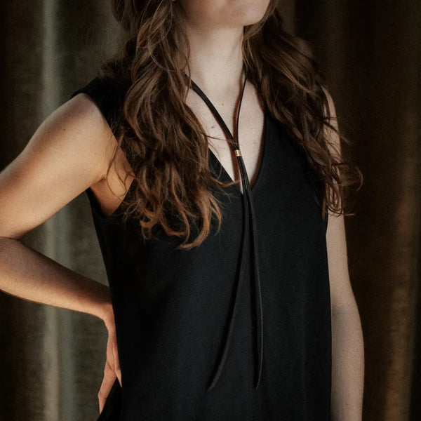 Carlile Bolo Tie Necklace: Black