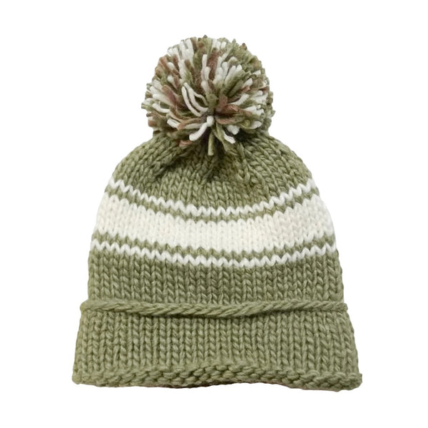 Green Stripe Baby Knit Hat
