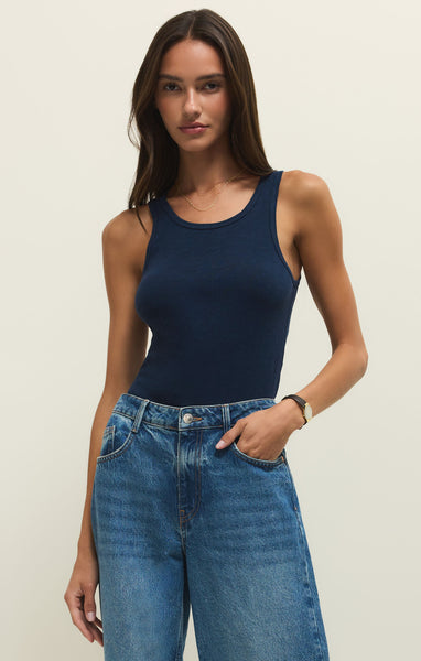 Slub Scoop Tank: Indigo