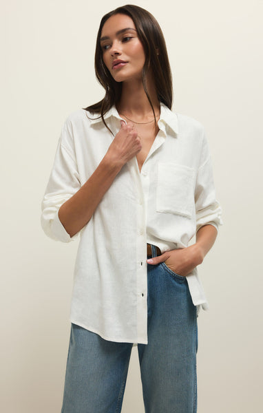 Alfie Linen Button Up: White