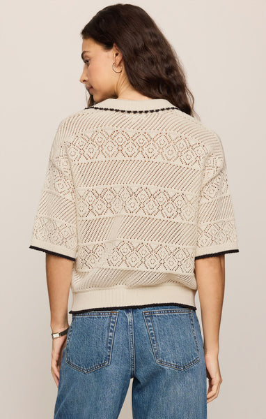 Denman Crochet Polo Sweater