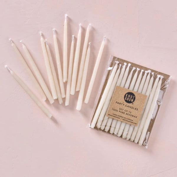 Ivory Beeswax Birthday Candles