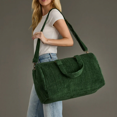 Corduroy Duffel: Dark Green