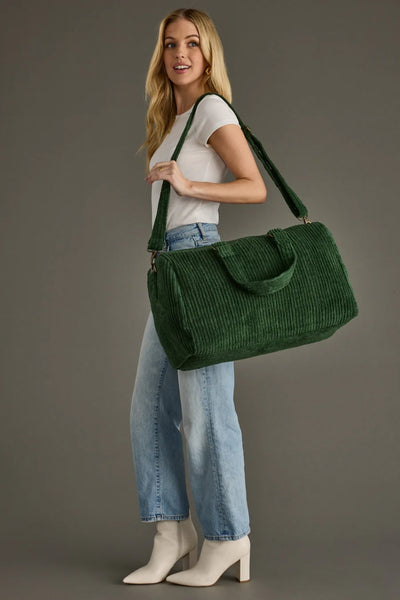 Corduroy Duffel: Dark Green