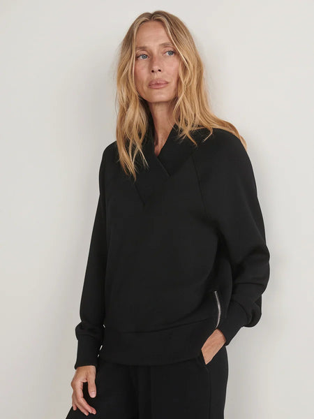 Macie Zip Hem Sweater: Black