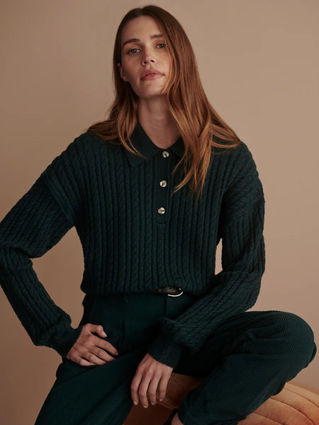 Dottie Polo Knit Sweater: Ponderosa Pine
