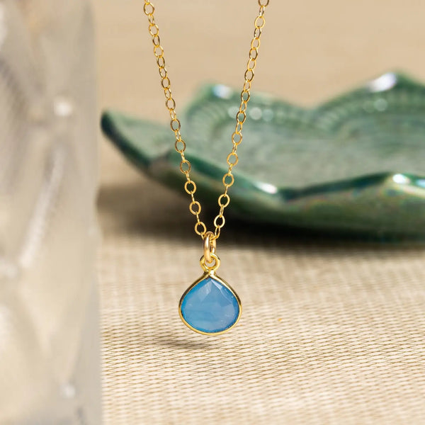 Blue Chalcedony Teardrop Necklace
