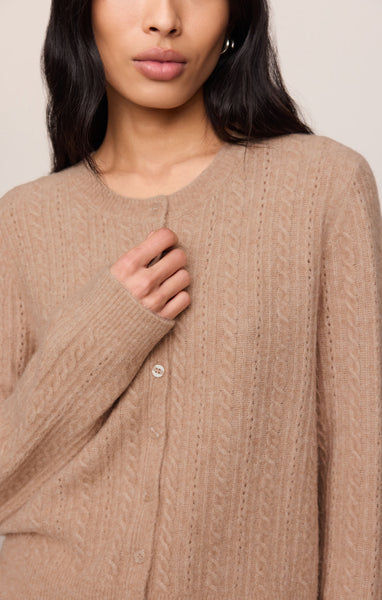 Medina Pointelle Cardigan: Macaroon