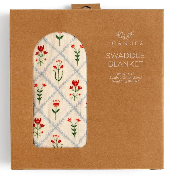 Folk Floral Muslin Swaddle