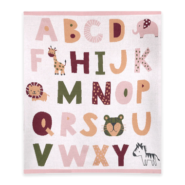 Alphabet Blush Knit Blanket