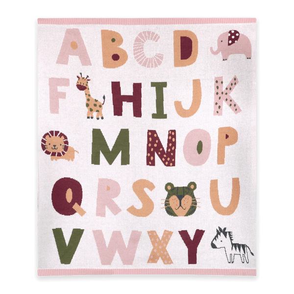 Alphabet Blush Knit Blanket