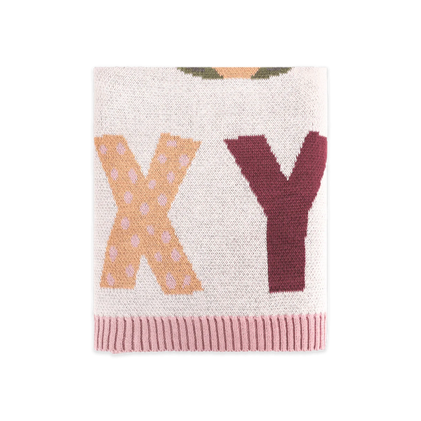 Alphabet Blush Knit Blanket