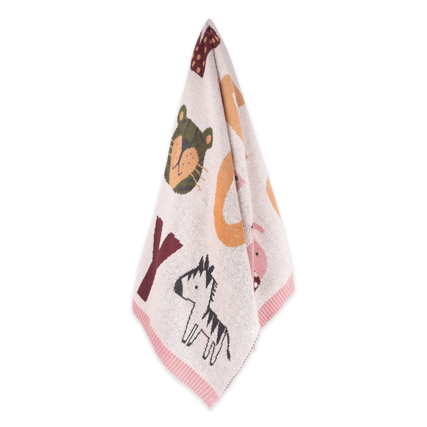Alphabet Blush Knit Blanket