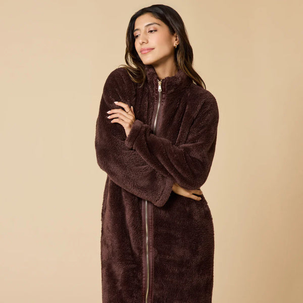 DreamPlush Zip Robe: Espresso