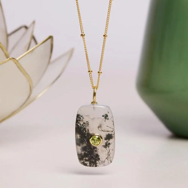 Moss Agate and Peridot Pendant