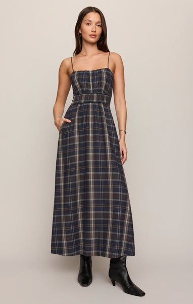 Evermore Plaid Midi Dress