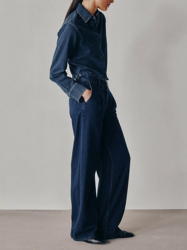 Isabel Mid Rise Wide Leg: Rain Storm