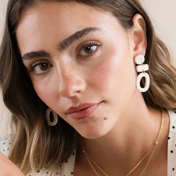 Three Tier Clay Oat Earrings