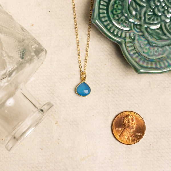 Blue Chalcedony Teardrop Necklace