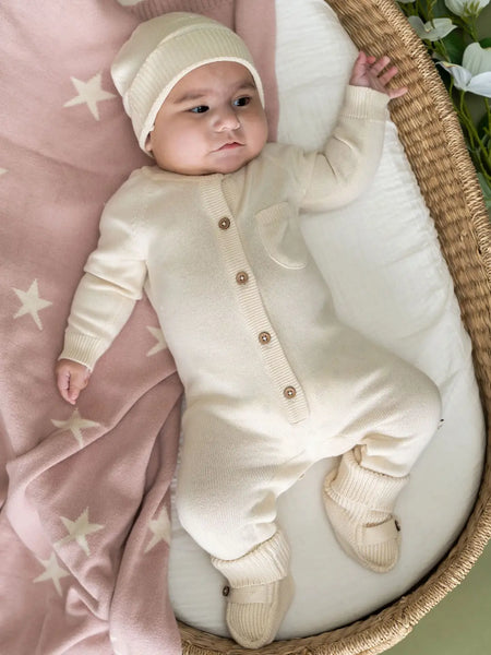 Milan Knit Pocket Jumpsuit: Cream