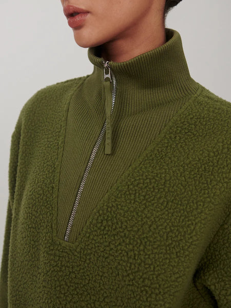 Jaylin Half Zip Fleece: Loden Green