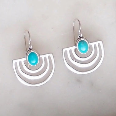Halo Earrings: Silver + Turquoise