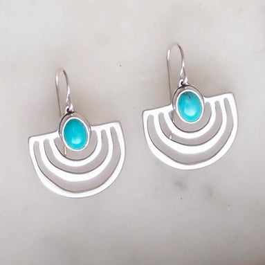 Halo Earrings: Silver + Turquoise