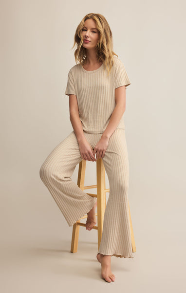 Dawn Smocked Rib Pant: Oatmeal