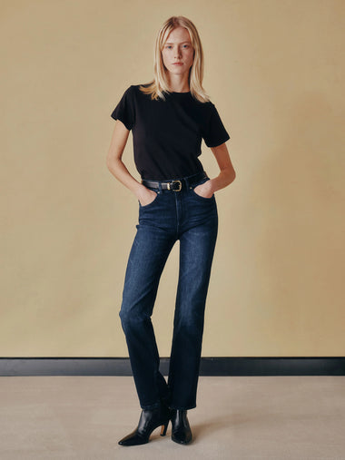 Patti High Rise Straight: Blue Cave