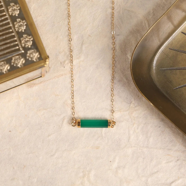 Green Onyx Bar Necklace