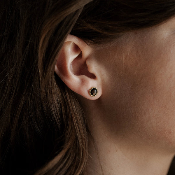 Hyalite Studs: Copper Obsidian