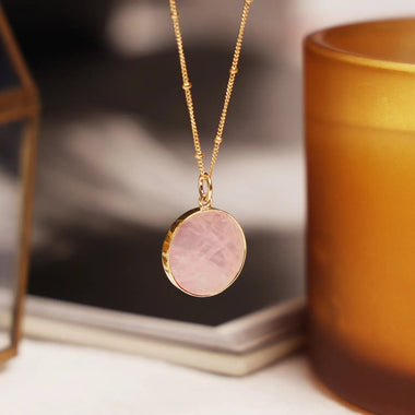 Rose Quartz Disc Necklace