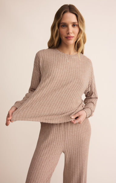 Daydream Rib Long Sleeve Top: Iced Coffee
