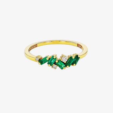 Scattered Emerald and Diamond Band