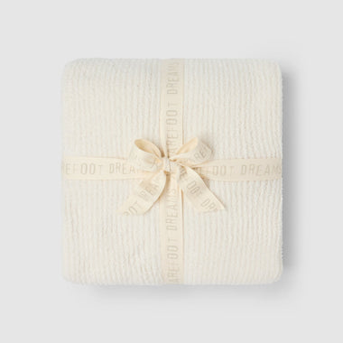 CozyChic Rib Blanket Stitch Throw: Cream/Java
