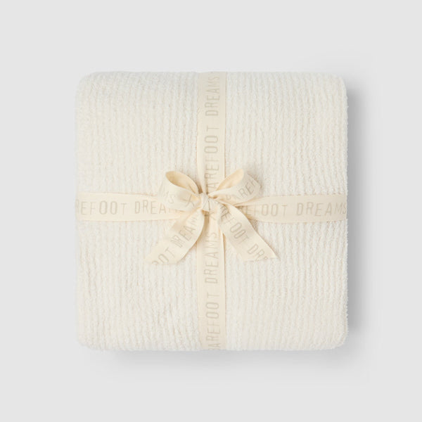CozyChic Rib Blanket Stitch Throw: Cream/Java