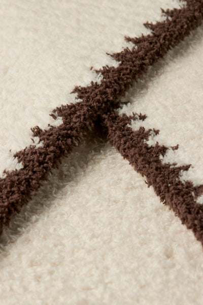 CozyChic Rib Blanket Stitch Throw: Cream/Java