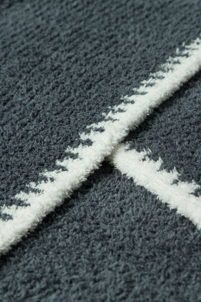 CozyChic Rib Blanket Stitch Throw: Slate Blue/Cream