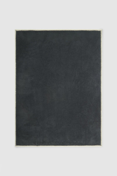 CozyChic Rib Blanket Stitch Throw: Slate Blue/Cream
