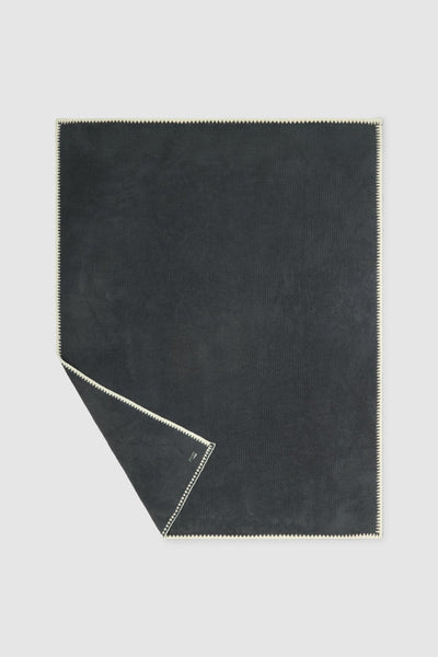 CozyChic Rib Blanket Stitch Throw: Slate Blue/Cream