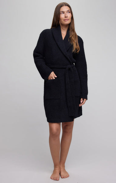 CozyChic Waffle Robe: Black