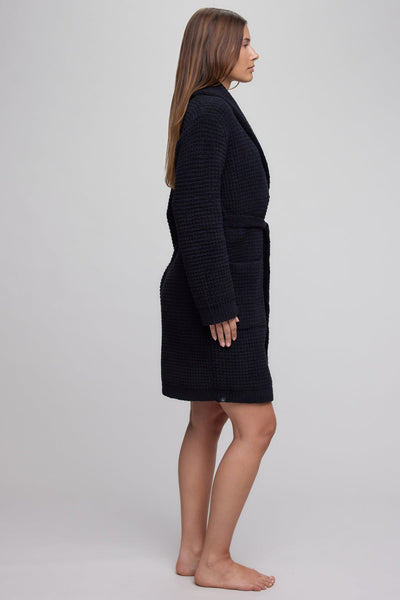 CozyChic Waffle Robe: Black